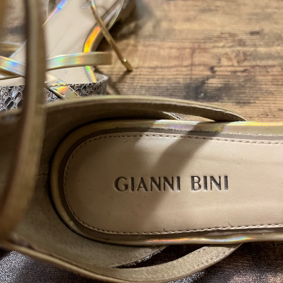 Gianni Bini Gold Dorsay Ankle Tie Flats - Picture 3 of 6